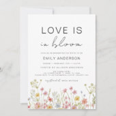 愛は開花ワイルドフラワーカラフルブライダルシャワー 招待状 (正面)
