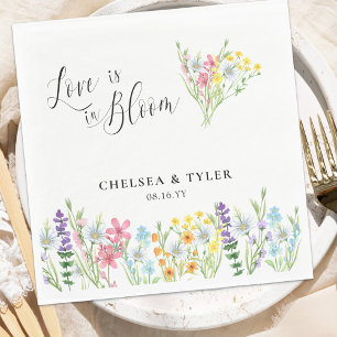 愛は開花ワイルドフラワーパステルフローラ結婚の スタンダードランチョンナプキン