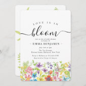 愛は開花ワイルドフラワーフラワーブライダルシャワー 招待状 (正面/裏面)