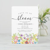 愛は開花ワイルドフラワーフラワーブライダルシャワー 招待状 (スタンド正面)