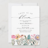 愛は開花ワイルドフラワーフラワーブライダルシャワー 招待状 (正面)