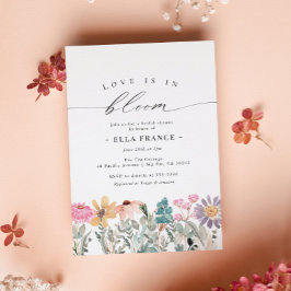 愛は開花ワイルドフラワーフラワーブライダルシャワー 招待状
