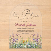 愛は開花ワイルドフラワーフローラブライダルシャワー アクリル招待状 (正面)