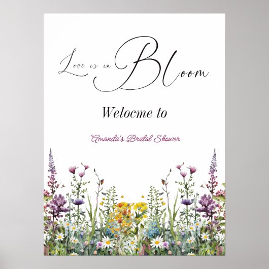 愛は開花ワイルドフラワーフローラブライダルシャワー ポスター (正面)