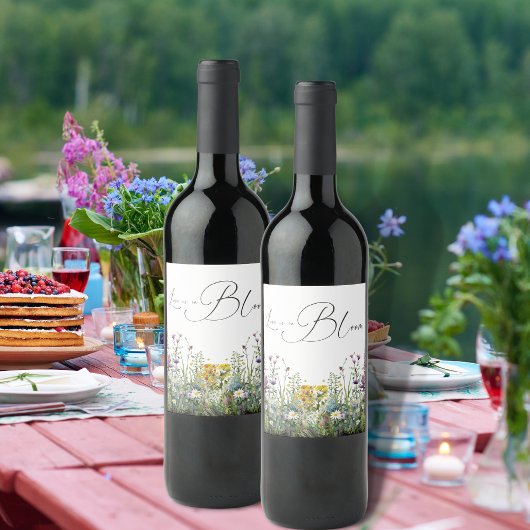 愛は開花ワイルドフラワーフローラブライダルシャワー ワインラベル