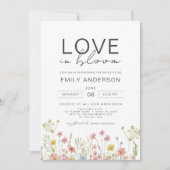 愛は開花ワイルドフラワーフローラブライダルシャワー 招待状 (正面)