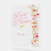 愛は開花ワイルドフラワーフローラブライダル歓迎 アクリルサイン (傾斜)