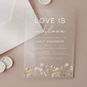 愛は開花ワイルドフラワーブライダルシャワー アクリル招待状