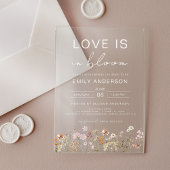 愛は開花ワイルドフラワーブライダルシャワー アクリル招待状