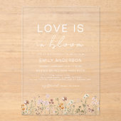 愛は開花ワイルドフラワーブライダルシャワー アクリル招待状 (正面)