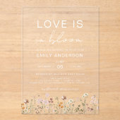 愛は開花ワイルドフラワーブライダルシャワー アクリル招待状 (正面)