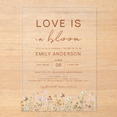 愛は開花ワイルドフラワーブライダルシャワー アクリル招待状 (正面)