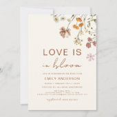愛は開花ワイルドフラワーブライダルシャワー 招待状 (正面)