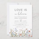 愛は開花ワイルドフラワーブライダルシャワー 招待状 (正面)