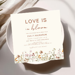 愛は開花ワイルドフラワーブライダルシャワー 招待状