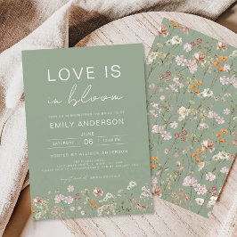 愛は開花ワイルドフラワーブライダルシャワー 招待状