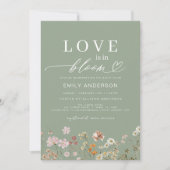 愛は開花ワイルドフラワーブライダルシャワー 招待状 (正面)
