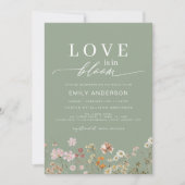 愛は開花ワイルドフラワーブライダルシャワー 招待状 (正面)
