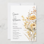愛は開花ワイルドフラワーブライダルシャワー 招待状 (正面)