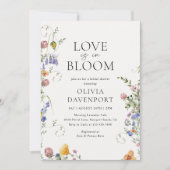 愛は開花ワイルドフラワーメドウブライダルシャワー 招待状 (正面)
