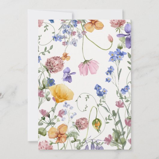 愛は開花ワイルドフラワーメドウブライダルシャワー 招待状 (裏面)