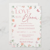 愛は開花ワイルドフラワー春ブライダルシャワー 招待状 (正面/裏面)