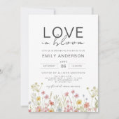 愛は開花ワイルドフラワー春ブライダルシャワー 招待状 (正面)
