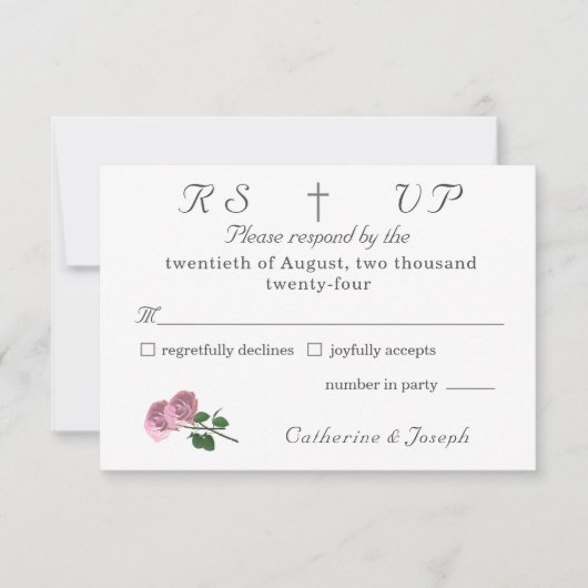 愛は開花写真/バラ結婚の 出欠カード (正面)