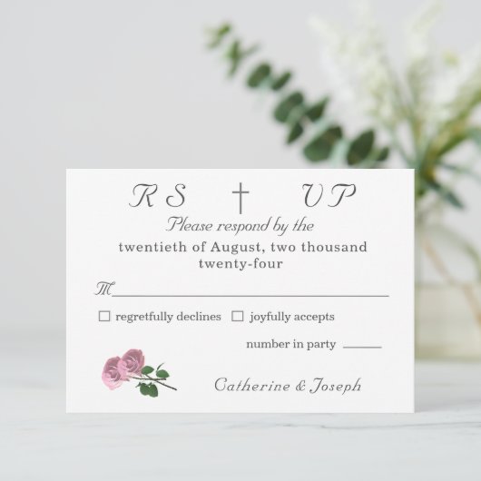 愛は開花写真/バラ結婚の 出欠カード (スタンド正面)