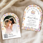 愛は開花春フローラアーチブライダルシャワー 招待状