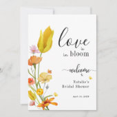 愛は開花春ブライダルシャワーウェルカムカード 招待状 (正面)