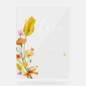 愛は開花春ブライダルシャワー歓迎 アクリルサイン (正面)