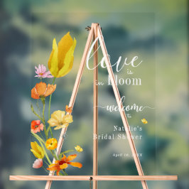 愛は開花春ブライダルシャワー歓迎 アクリルサイン