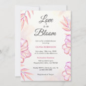 愛は開花水の色フローラブライダルシャワー 招待状 (正面)