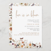 愛は開花秋ワイルドフラワーウェディングシャワー 招待状 (正面/裏面)