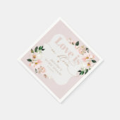 愛は開花赤面ピンクのワイルドフラワーブライダル スタンダードカクテルナプキン (角)