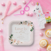 愛は開花赤面ピンクのワイルドフラワーブライダル ペーパープレート (パーティー)