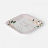 愛は開花赤面ピンクのワイルドフラワーブライダル ペーパープレート (傾斜あり)