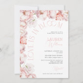 愛は開花赤面ピンクフローラブライダルシャワー 招待状 (正面)