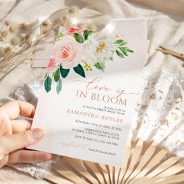 愛は開花赤面ピンクフローラブライダルシャワー 招待状