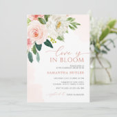 愛は開花赤面ピンクフローラブライダルシャワー 招待状 (スタンド正面)