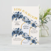 愛は開花金ゴールドアーチブルーバラブライダルシャワー 招待状 (スタンド正面)