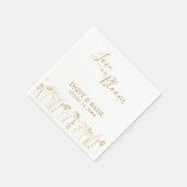 愛は開花金ゴールドワイルドフラワースケッチ結婚の スタンダードカクテルナプキン (角)