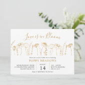 愛は開花金ゴールドワイルドフラワーブライダルシャワー 招待状 (スタンド正面)