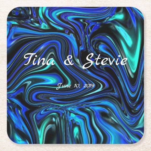 愛は青いです スクエアペーパーコースター (正面)