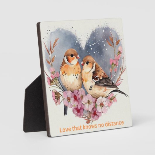 愛は飛行を取る：2つの愛の鳥のテーブルトッププラーク フォトプラーク (正面)