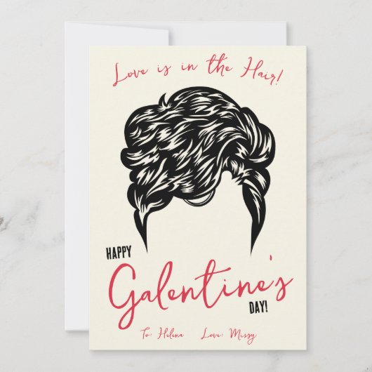 愛は髪の中にある，ヘアタイ，スクルンチーのギフトカード 招待状 (正面)