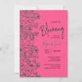 愛は鮮やかなピンクと黒のフローラシャワーが咲いている 招待状 (正面)
