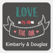 愛は黒人の黒板の中にあるパーソナライズされた スクエアシール (正面)