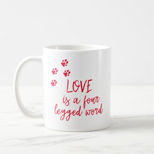 愛は4本足の単語である – かわいい犬の引用文 コーヒーマグカップ (左)